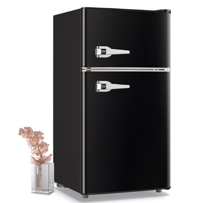 3.5 Cu.ft Mini Fridge 2 Door Compact Refrigerator With Freezer, Small Retro Refrigerator With 7 Adjustable Temperature Control, 2 Removable Glass Shel | Fridge.com