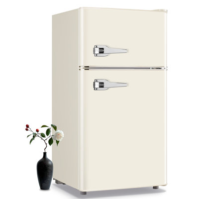 3.5 Cu.ft Mini Fridge 2 Door Compact Refrigerator With Freezer, Small Retro Refrigerator With 7 Adjustable Temperature Control, 2 Removable Glass Shel | Fridge.com
