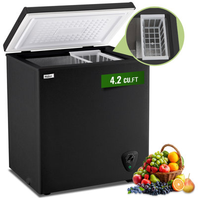 4.2 Cubic Feet Freestanding Chest Deep Freezer, Compact Top Opening Freezer with 7-Gear Adjustable Thermostat — WANAI, model WA-BCBD110-B