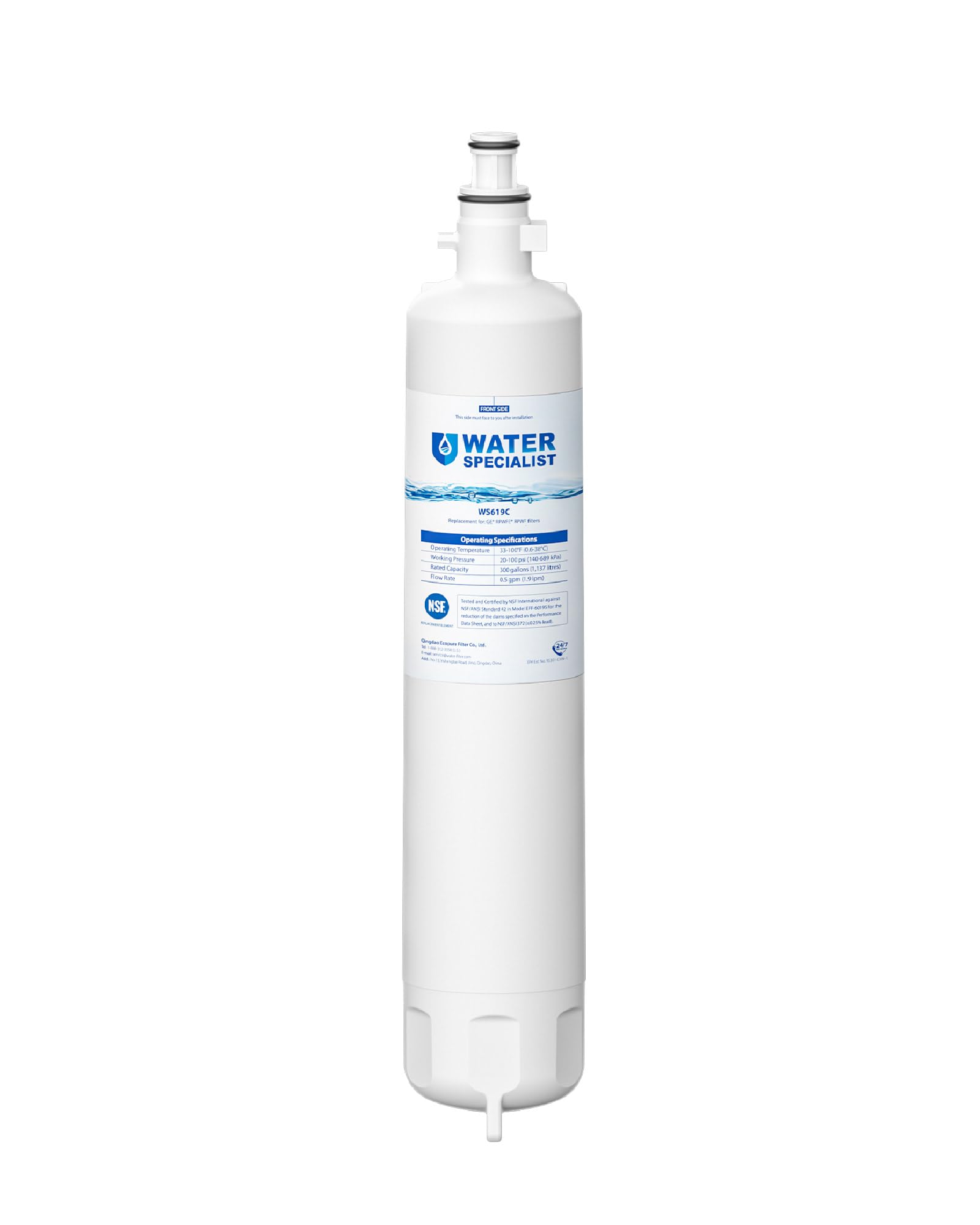 Waterspecialist WS619C Replacement for GE® RPWFE®, RPWF (Built-in CHIP) Refrigerator Water Filter, Compatible with GYS22GMNES, GYE22HSKSS, PYE22PELDS, GFE26GMKES, GFE26GGHWW, GFE28GYNFS, PFE28KYNFS | Fridge.com