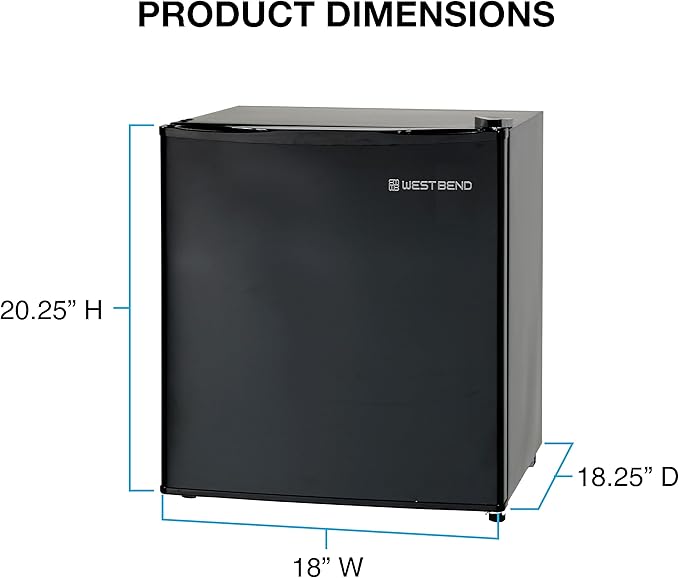 West Bend Mini Fridge Compact Refrigerator For Home Office Or Dorm, Auto Defrost With Reversible Door, Energy Star Rated, 1.7-cu.ft., Black - View 6 | Fridge.com