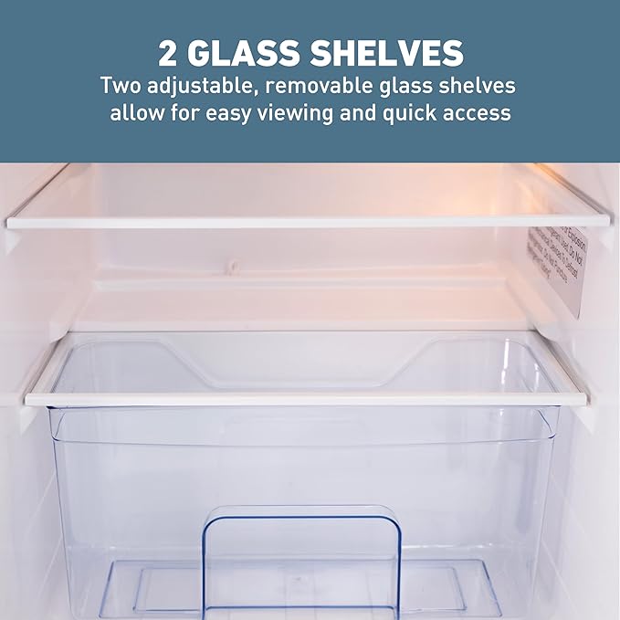 West Bend Mini Fridge With Freezer For Bedroom, Office, Bar Or Dorm Room, Retro Compact Refrigerator Features Glass Shelves, Manual Defrost And Adjustable Temperature Control, 3.1-cu.ft., Blue - View 6 | Fridge.com