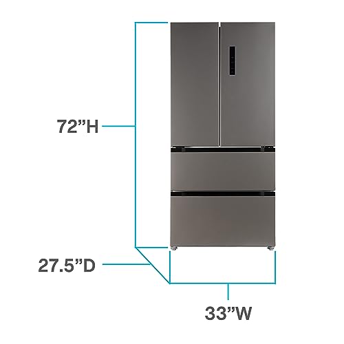 West Bend Refrigerator Freestanding French Door Design Fridge With 5.1 cu.ft. Freezer Capacity, Adjustable Electronic Control And Frost Free Defrost, 18-cu.ft, Metallic - View 3 | Fridge.com