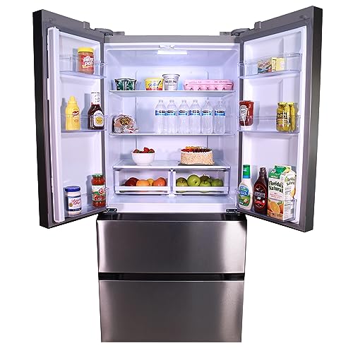 West Bend Refrigerator Freestanding French Door Design Fridge With 5.1 cu.ft. Freezer Capacity, Adjustable Electronic Control And Frost Free Defrost, 18-cu.ft, Metallic - View 5 | Fridge.com