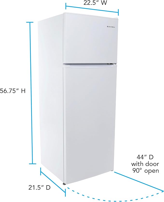 West Bend Apartment Refrigerator Freestanding Dual Door Slim Design Full Fridge With Top Freezer, Adjustable Mechanical Control, For Condo, House, Small Kitchen Use, 7.4-cu.ft, White - View 6 | Fridge.com