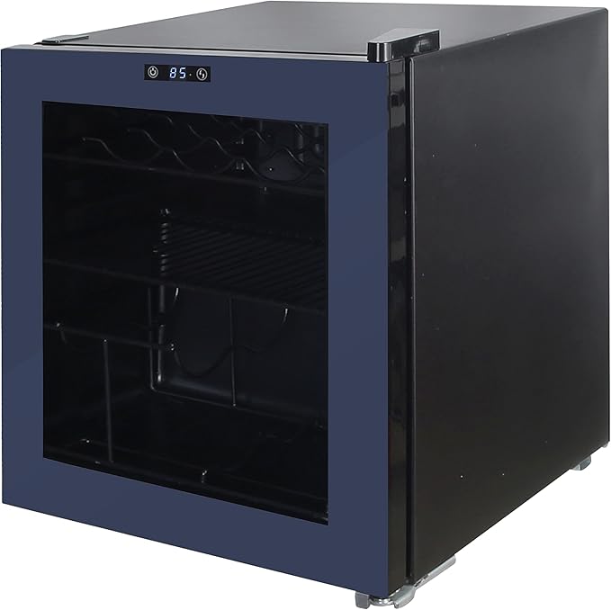 West Bend Beverage Cooler Refrigerator 15 Wine Bottle/60 Can Capacity, Glass Door, 17-Inch Wide Freestanding, Adjustable Thermostat Control, 1.6-cu.ft, Slate Blue - View 3 | Fridge.com