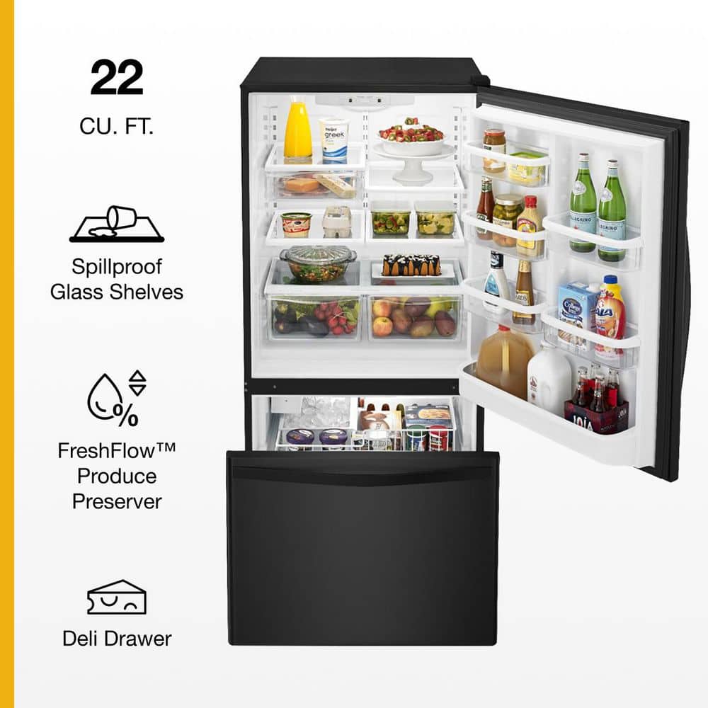 Whirlpool 33 Inch 33" Bottom Freezer Refrigerator WRB322DMBB - View 5 | Fridge.com