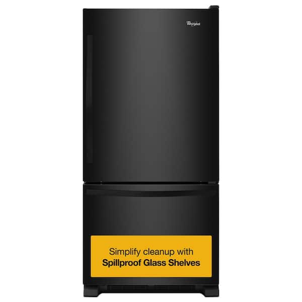 Whirlpool 24 In. Wide Bottom-Freezer Refrigerator In Black 12.9 Cu. Ft. - View 5 | Fridge.com