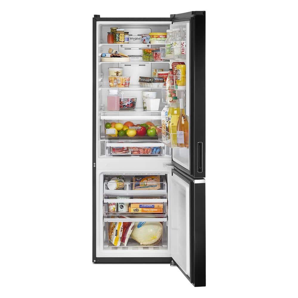 Whirlpool - 24 in. Wide 12.7 cu. ft. Bottom-Freezer Counter-Depth Refrigerator - Black - View 3 | Fridge.com