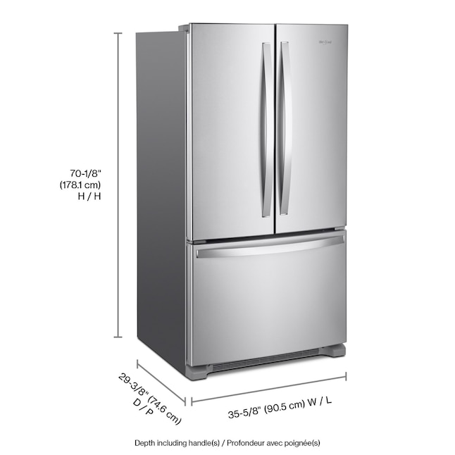 Whirlpool 36 Inch 36" Counter Depth French Door Refrigerator WRFC2036RZ - View 5 | Fridge.com