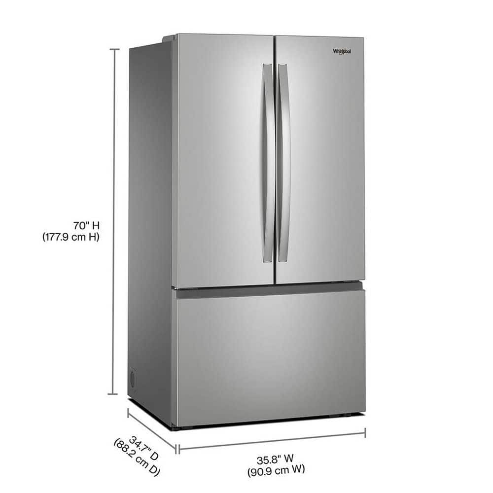 Whirlpool 36 Inch 36" French Door Refrigerator WRFF3336SZ - View 6 | Fridge.com