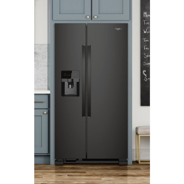Whirlpool 33 in. Wide Side-By-Side Refrigerator In Black 21 cu. ft. WRS311SDHB - View 3 | Fridge.com