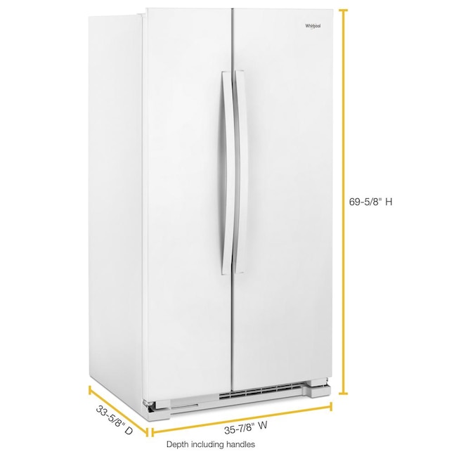 Whirlpool 36 in. Wide Side-By-Side Refrigerator In White 25 cu. ft. WRS315SNHW - View 3 | Fridge.com