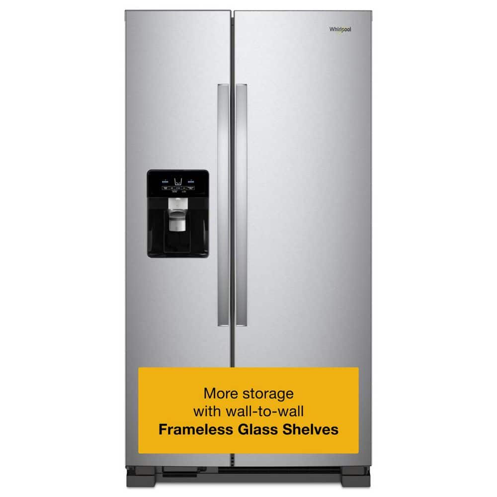 Whirlpool 36 in. Wide Side-By-Side Refrigerator 25 cu. ft. WRS325SDHZ - View 4 | Fridge.com