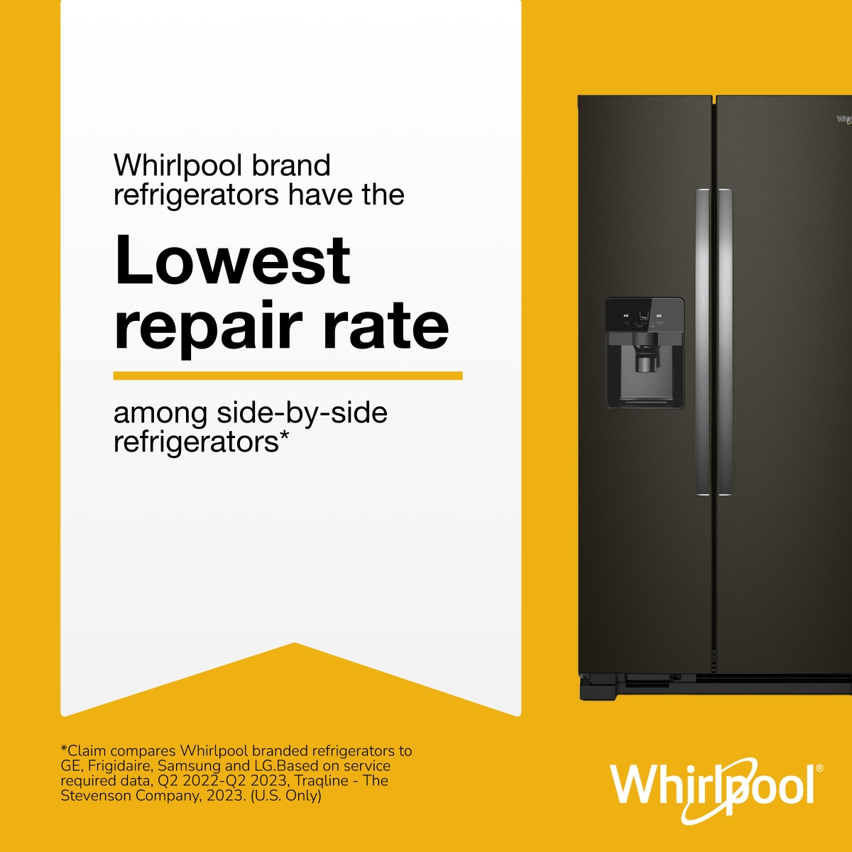 Whirlpool 36 in. Wide Side-By-Side Refrigerator In Black 25 cu. ft. WRS555SIHV - View 6 | Fridge.com