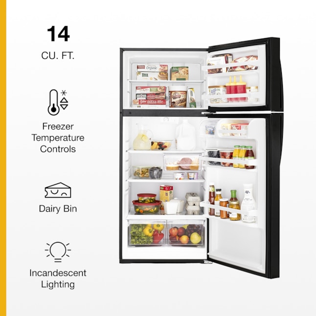 Whirlpool 28 Inch 28" Top Freezer Refrigerator WRT314TFDB - View 3 | Fridge.com