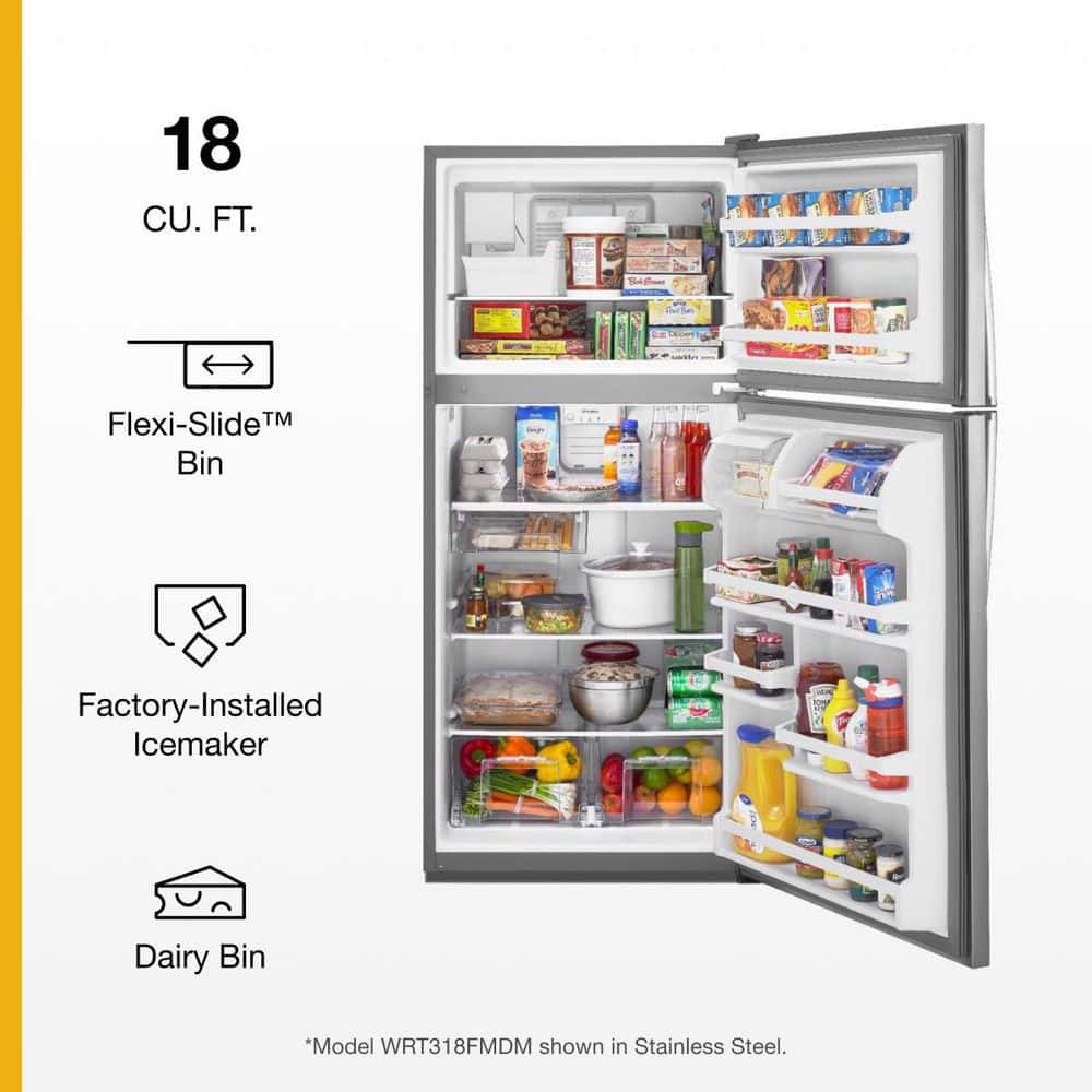 Whirlpool 30 In. Wide Top Freezer Refrigerator In White 18 Cu. Ft. - View 4 | Fridge.com