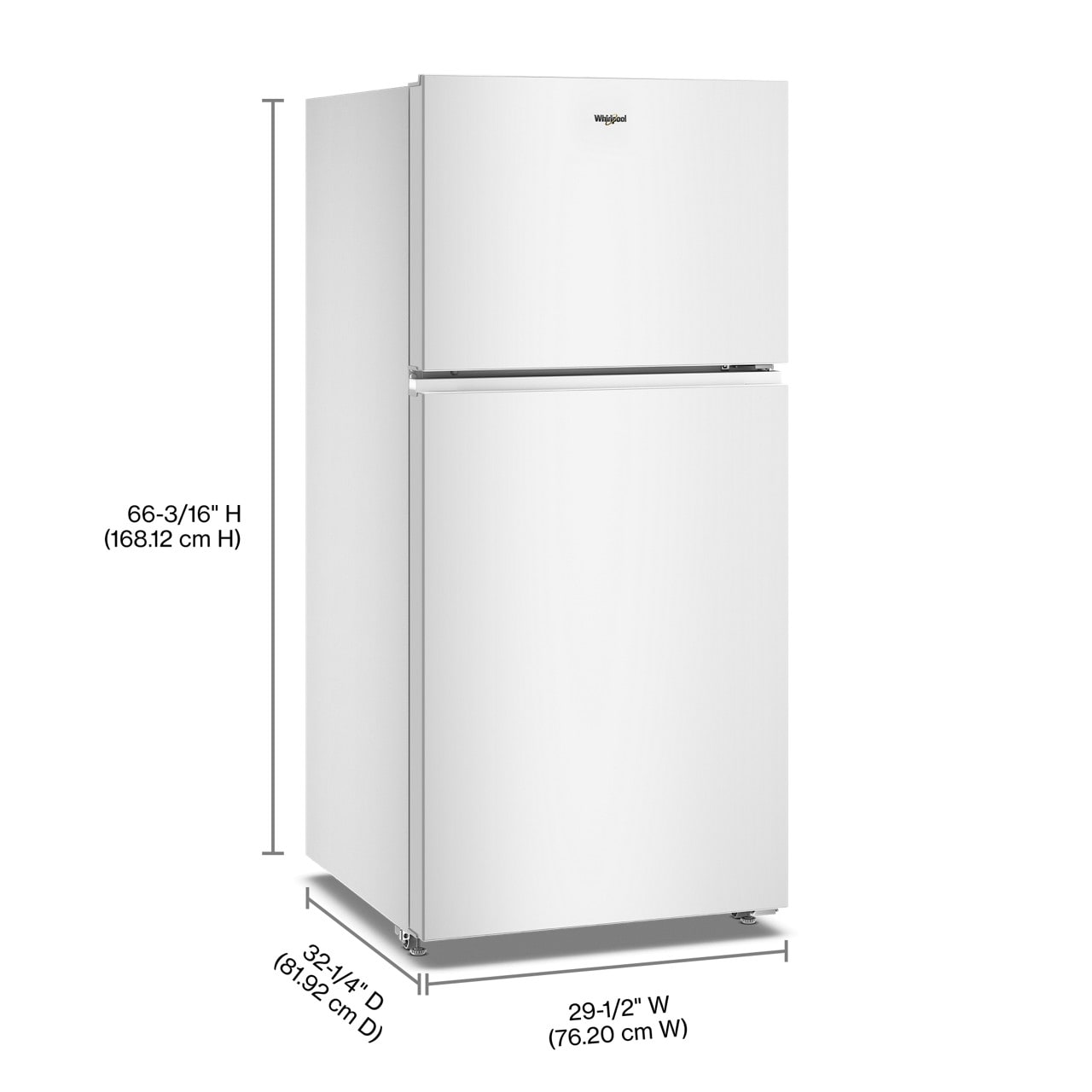 Whirlpool 30 in. Wide Top Freezer Refrigerator With Ice Maker In White 19 cu. ft. - View 4 | Fridge.com