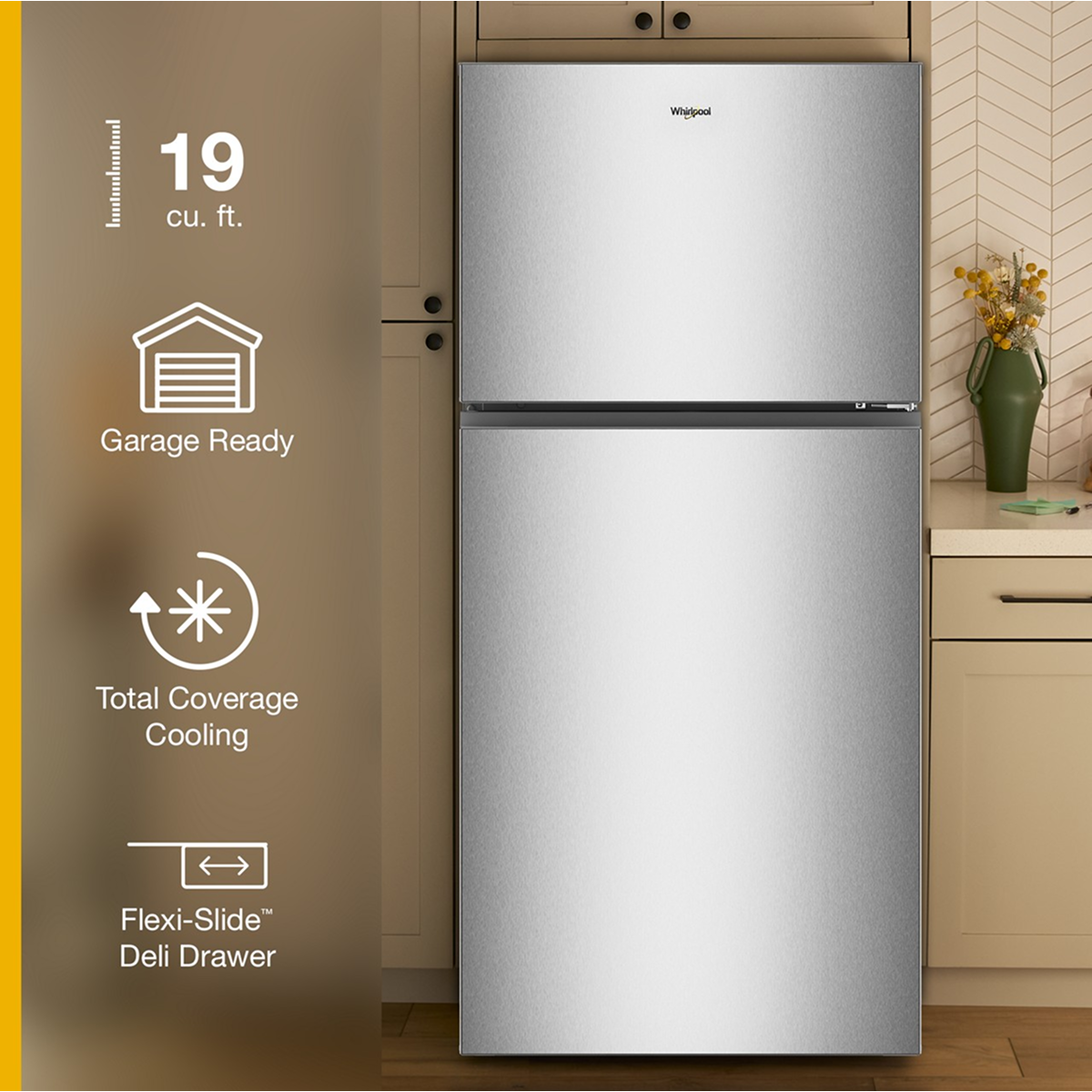 Whirlpool 30 in. Wide Top Freezer Refrigerator With Ice Maker 19 cu. ft. WRTX5419SZ - View 5 | Fridge.com