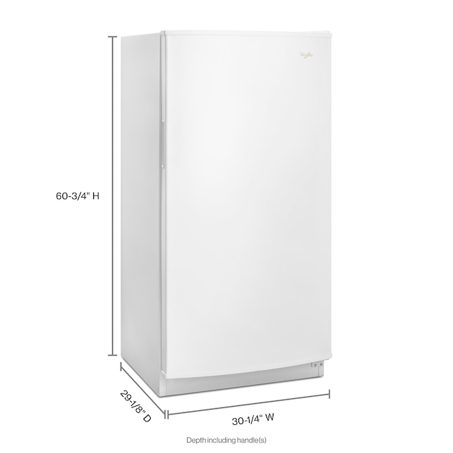 Whirlpool Upright Freezer With LED Lighting In White 16 cu. ft. WZF34X16DW - View 3 | Fridge.com