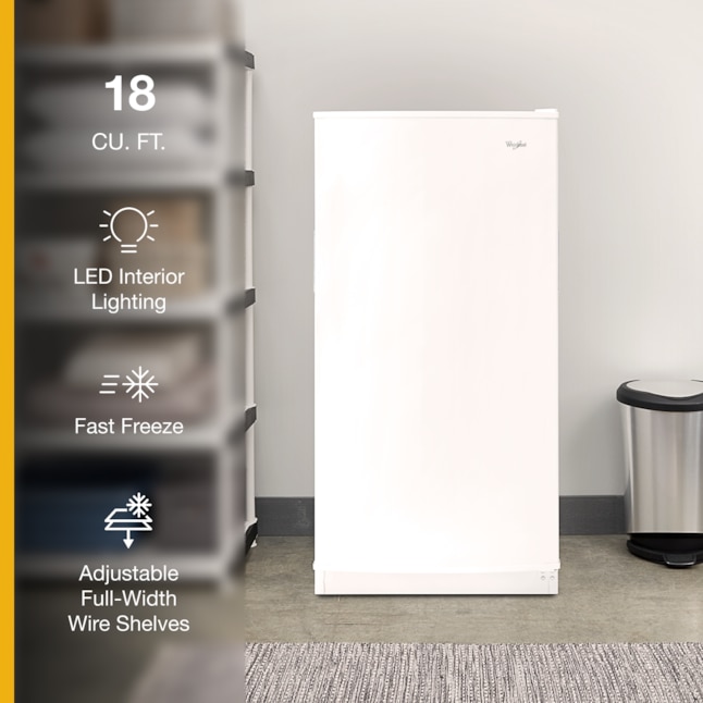 Whirlpool Upright Freezer With LED Lighting In White 18 cu. ft. - View 6 | Fridge.com