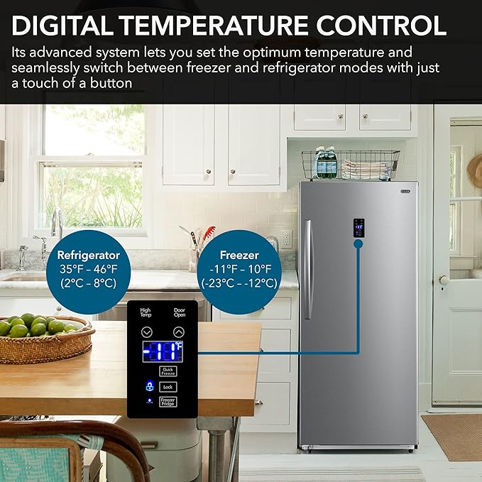 Whynter UDF-139SS/UDF-139SSa 13.8 cu.ft. Energy Star Digital Upright Convertible Deep Freezer/Refrigerator – Stainless Steel - View 3 | Fridge.com