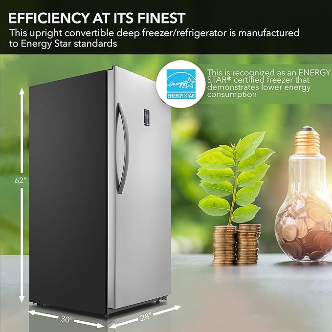 Whynter UDF-139SS/UDF-139SSa 13.8 cu.ft. Energy Star Digital Upright Convertible Deep Freezer/Refrigerator – Stainless Steel - View 4 | Fridge.com