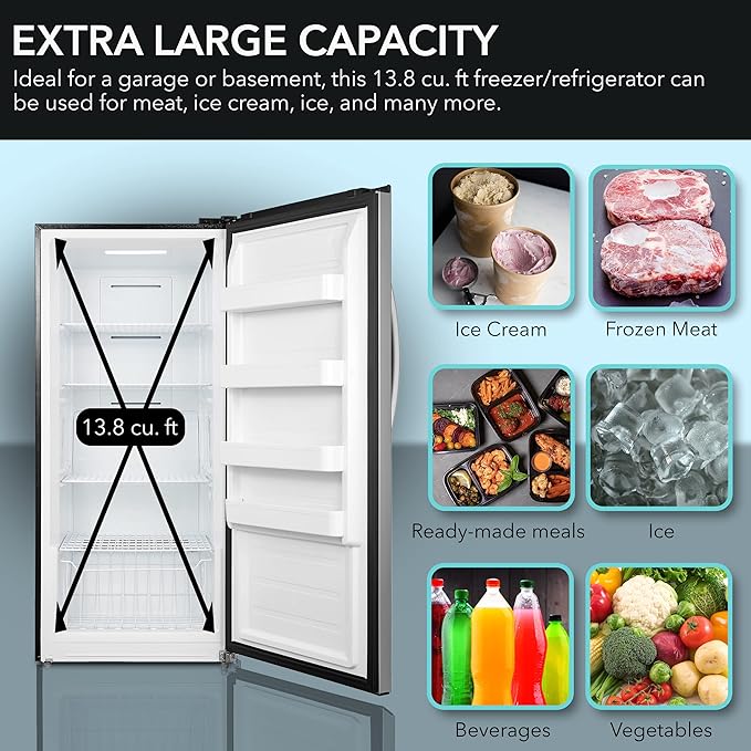Whynter UDF-139SS/UDF-139SSa 13.8 cu.ft. Energy Star Digital Upright Convertible Deep Freezer/Refrigerator – Stainless Steel - View 5 | Fridge.com