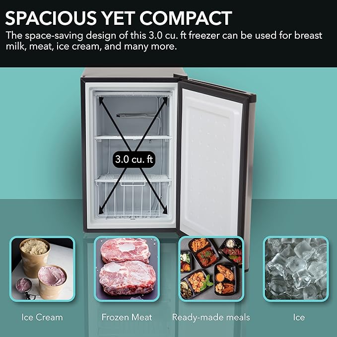 Whynter Upright Freezer/Fridge Convertible 3 cu ft Energy Star, CUF-301SS - View 6 | Fridge.com