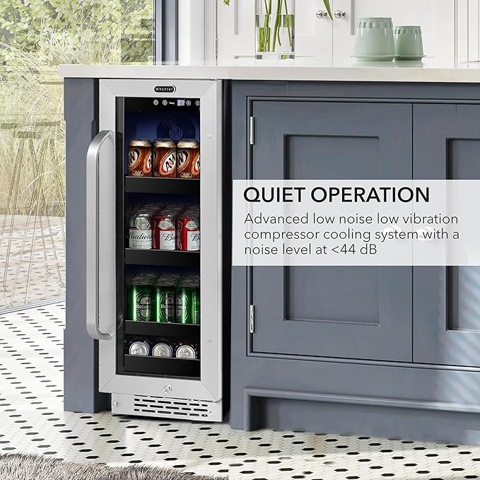 Whynter BBR-638SB Built-In Under Counter 12 Inch Beverage Refrigerator And Cooler, Fridge With Glass Door, 2.0 Cubic Feet, Stainless, 75 Capacity - View 2 | Fridge.com