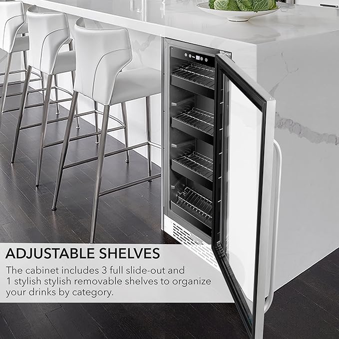 Whynter BBR-638SB Built-In Under Counter 12 Inch Beverage Refrigerator And Cooler, Fridge With Glass Door, 2.0 Cubic Feet, Stainless, 75 Capacity - View 5 | Fridge.com