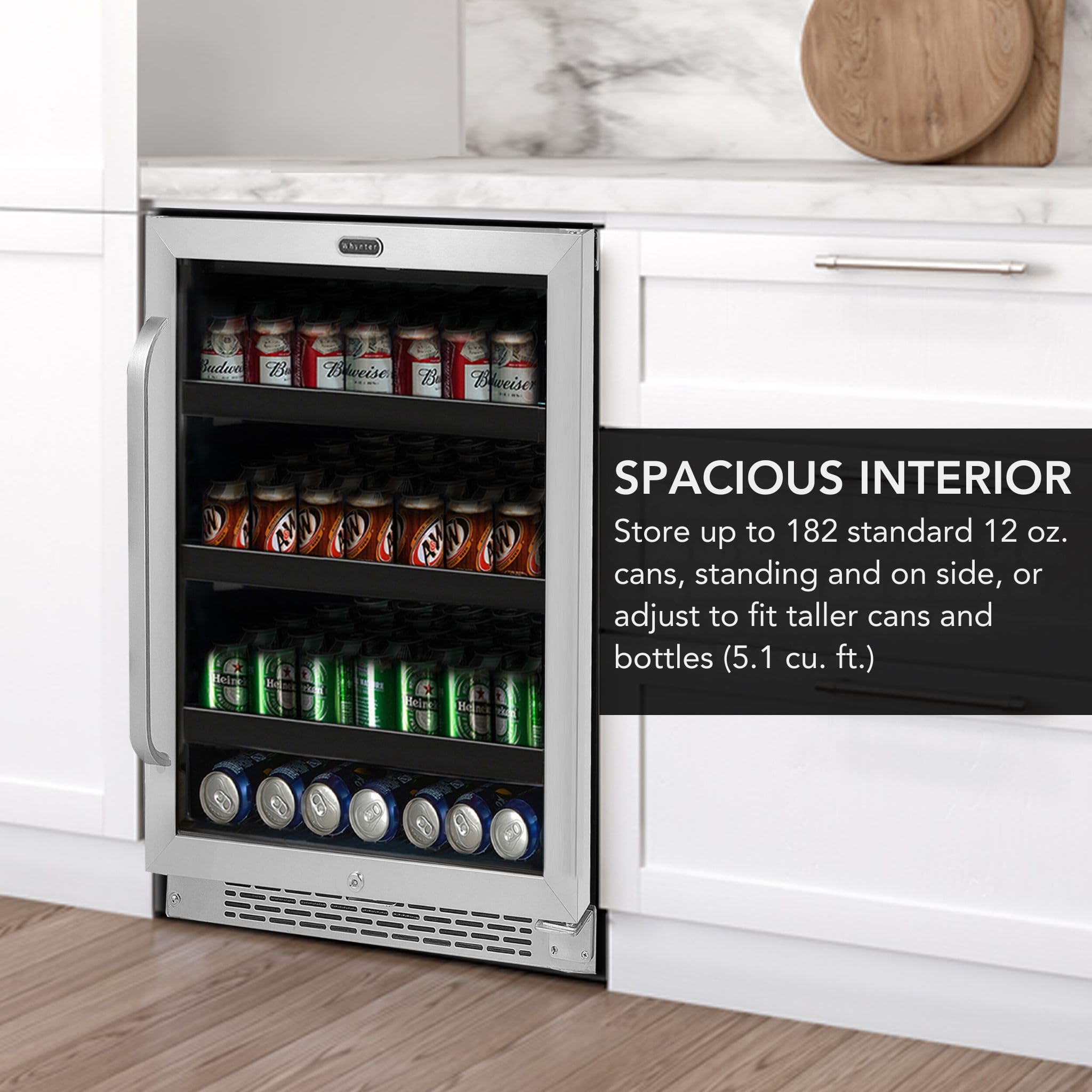 Whyter 24" Width 182 Cans Stainless Steel Beverage Refrigerator With Digital Control - View 5 | Fridge.com