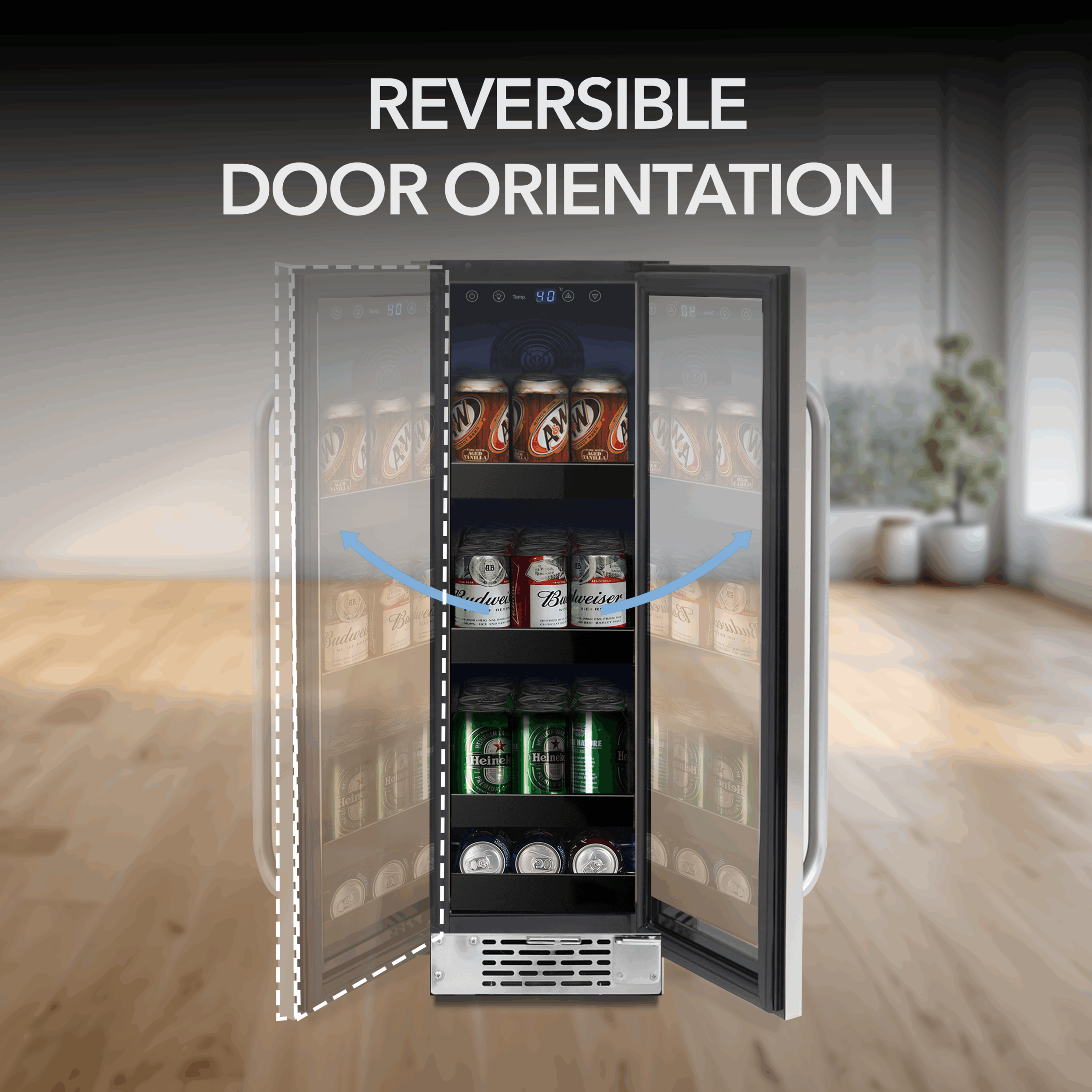 Whyter 12" Width 75 Cans Stainless Steel Beverage Refrigerator With Digital Control - View 3 | Fridge.com