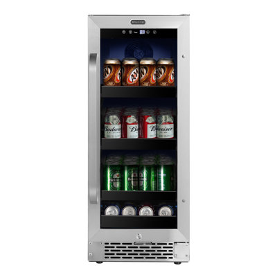 Whyter 15" width 112 Cans Stainless Steel Beverage Refrigerator with Reversible Door | Fridge.com