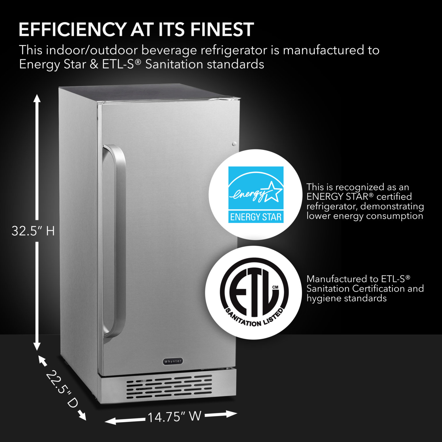 Whynter 3.0 cu.ft. Indoor Outdoor Beverage Refrigerator Stainless Steel | Fridge.com
