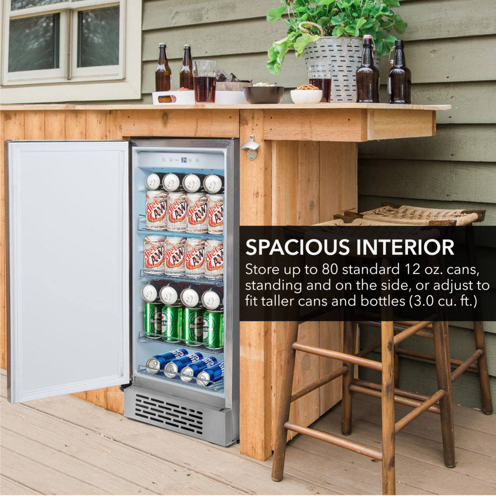 Whynter 3.0 cu.ft. Indoor Outdoor Beverage Refrigerator Stainless Steel - View 6 | Fridge.com