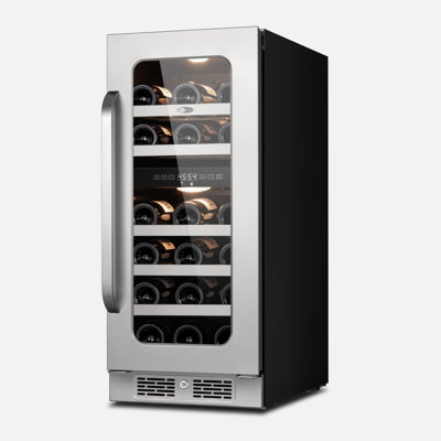 Whynter BSR-029DW 15 inch Built-ln 29 Bottle Undercounter Stainless Steel Wine Fridge with Reversible Door, Digital Control, Lock, and Carbon Filter | Fridge.com