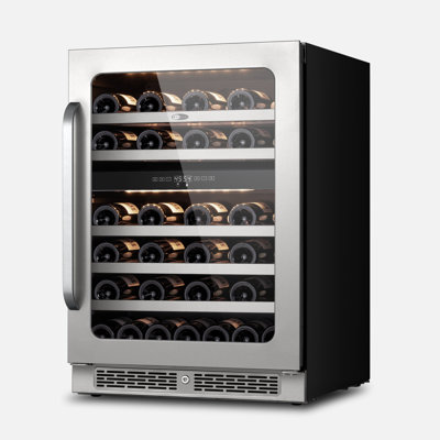 Whynter BSR-046DW 24 inch Built-ln 46 Bottle Undercounter Stainless Steel Wine Fridge with Reversible Door, Digital Control, Lock, and Carbon Filter | Fridge.com