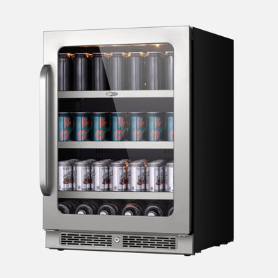 Whynter BSR-140SB 24 inch Built-ln 140 Cans Undercounter Stainless Steel Beverage Fridge with Reversible Door, Digital Control, Lock, and Carbon Filte | Fridge.com