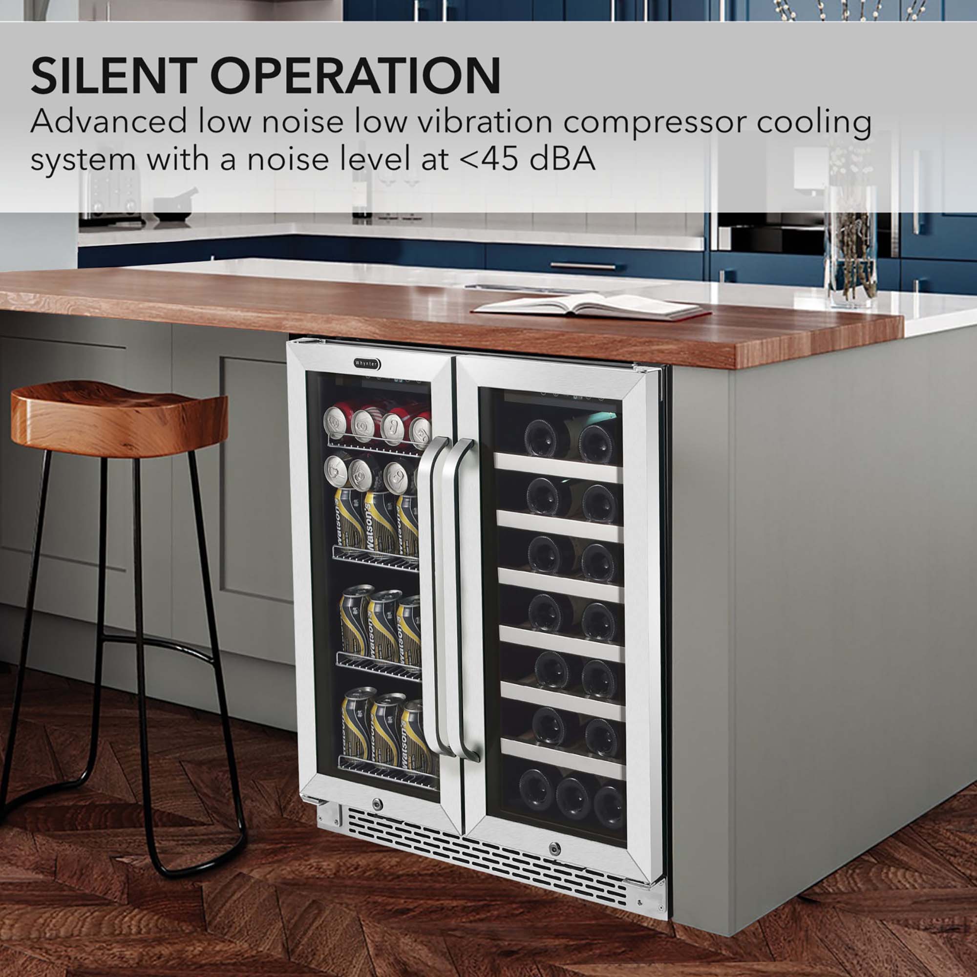 Whynter 30'' Width 33 Bottle And 112 Can Dual Zone Built-In Wine & Beverage Refrigerator - View 3 | Fridge.com