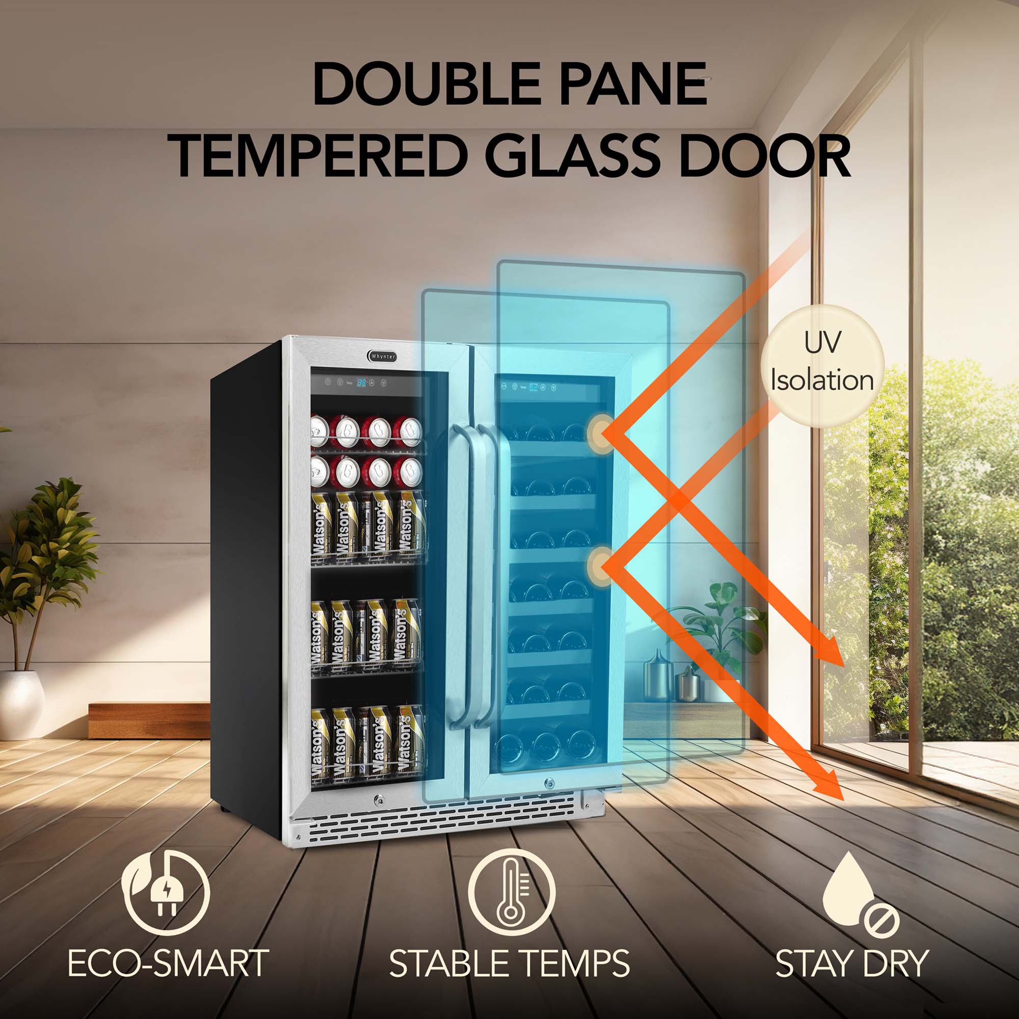 Whynter 30'' Width 33 Bottle And 112 Can Dual Zone Built-In Wine & Beverage Refrigerator - View 4 | Fridge.com