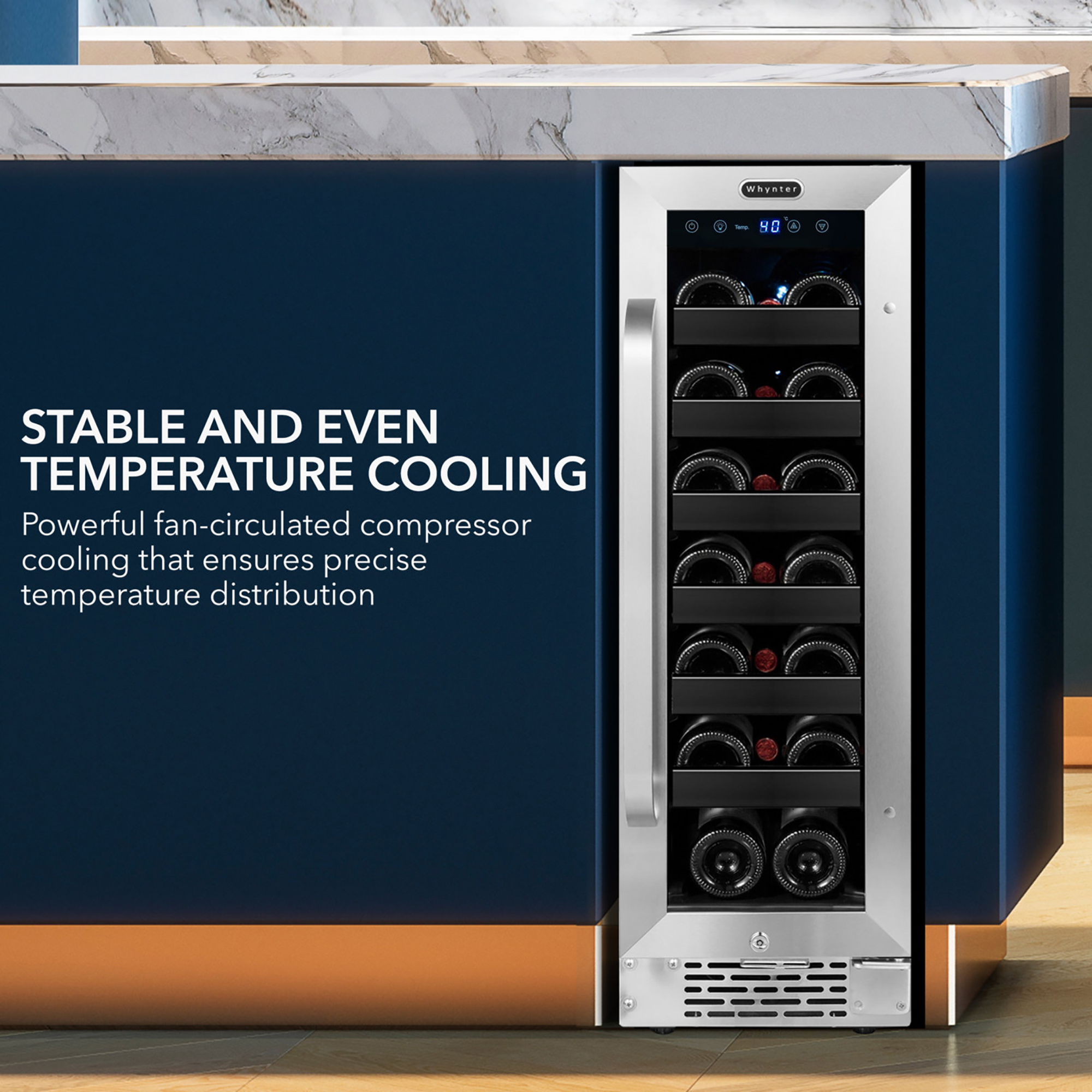 Whynter 12'' width 20 Bottle Single Zone Built-In Wine Refrigerator — FIN-0015944 | Fridge.com