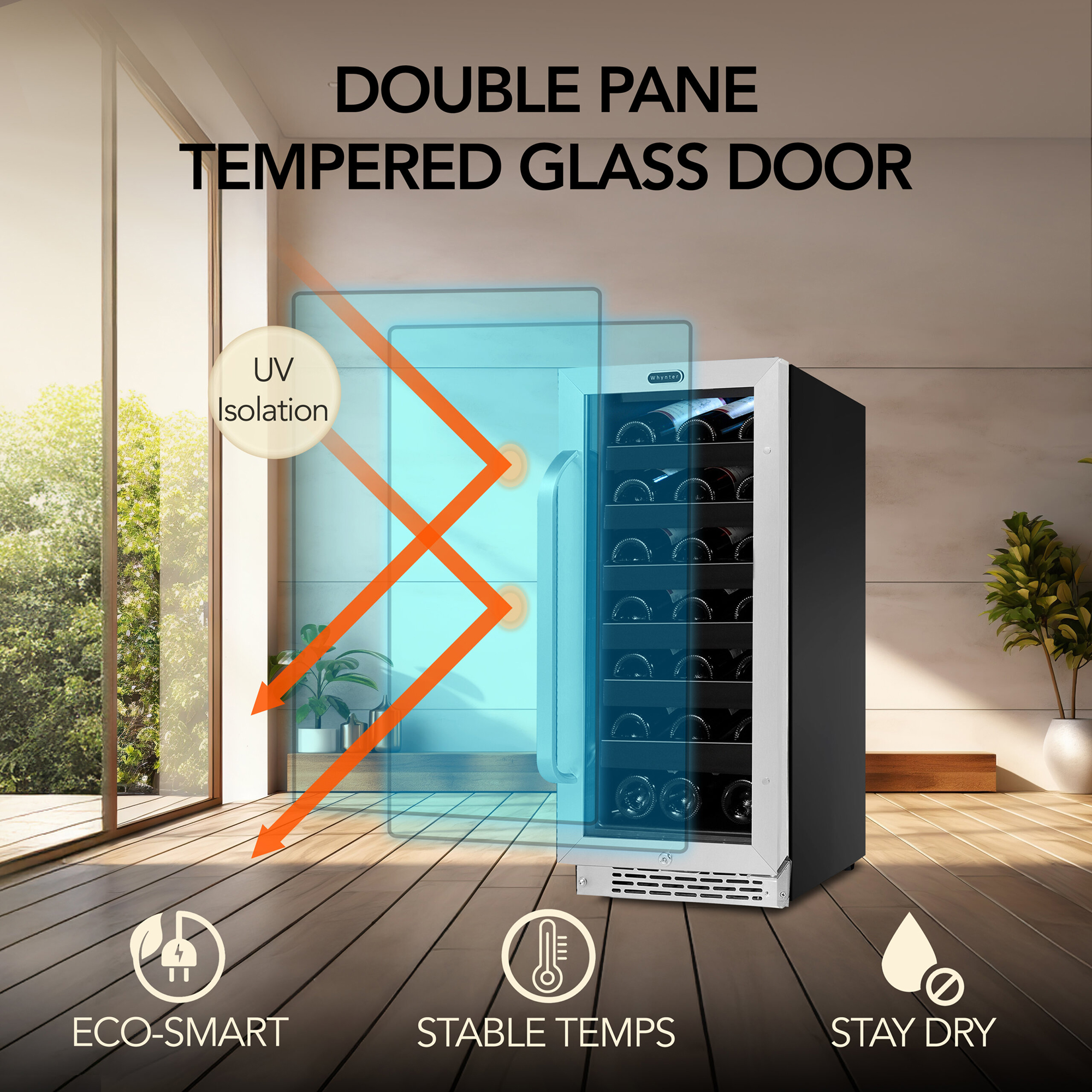 Whynter 15'' Width 33 Bottle Single Zone Built-In Wine Refrigerator - View 4 | Fridge.com