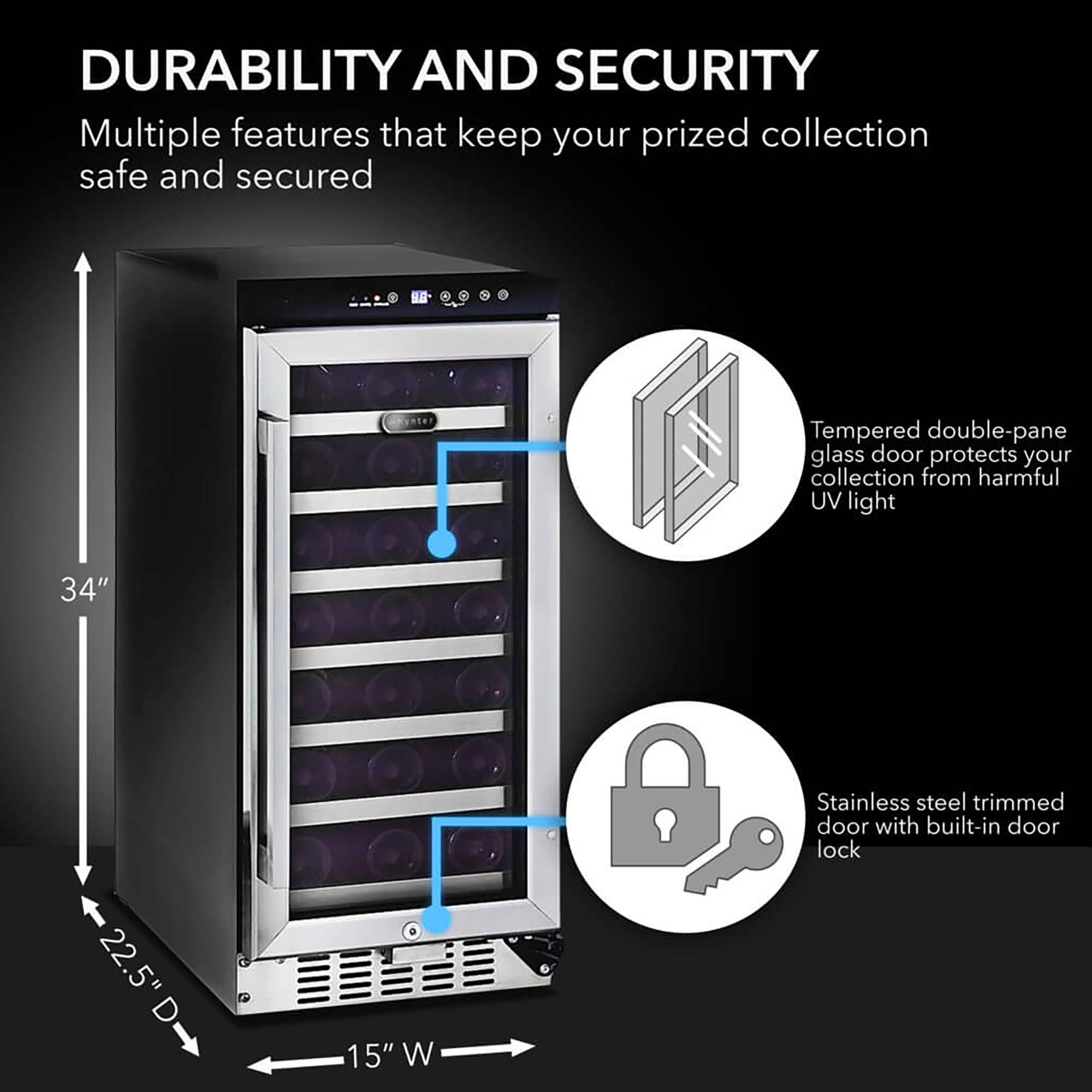 Whynter 15'' Width 33 Bottle Single Zone Freestanding/Built-In Wine Refrigerator - View 6 | Fridge.com