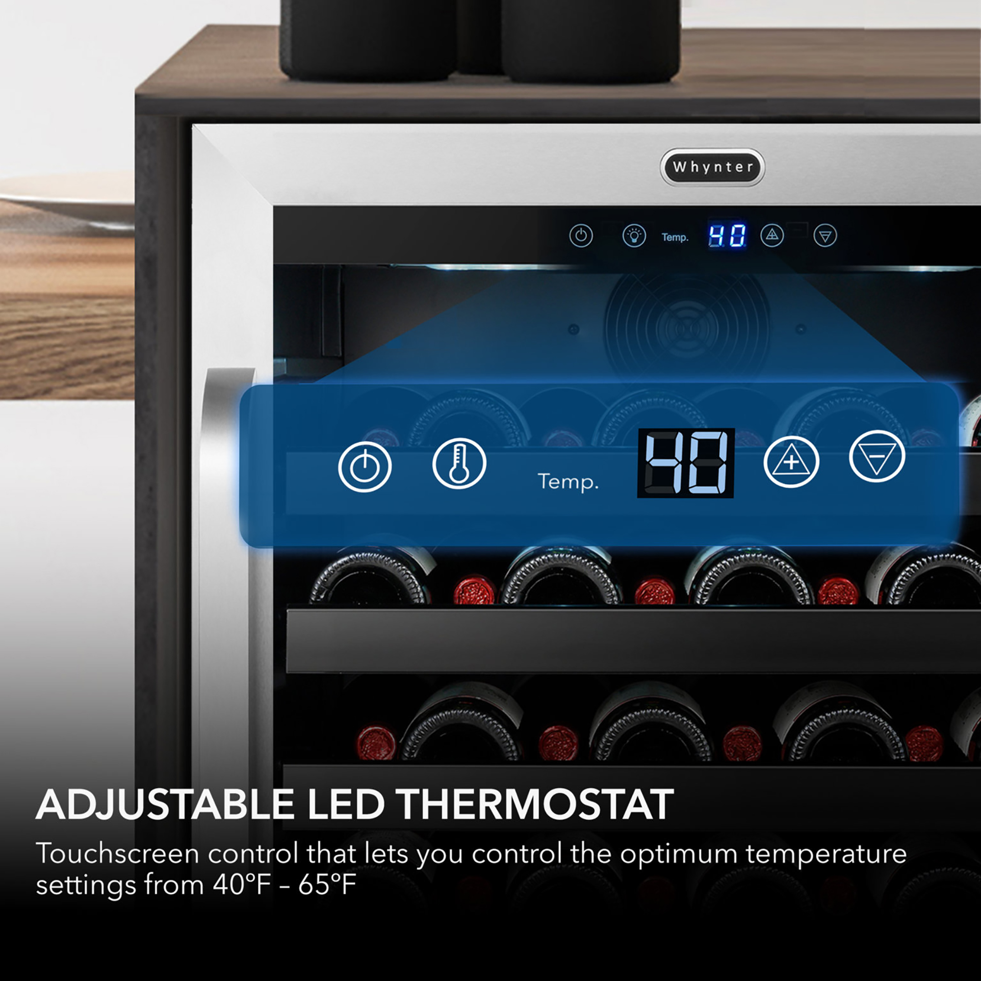 Whynter 23.5'' Width 46 Bottle Single Zone Built-In Wine Refrigerator With Lock - View 4 | Fridge.com