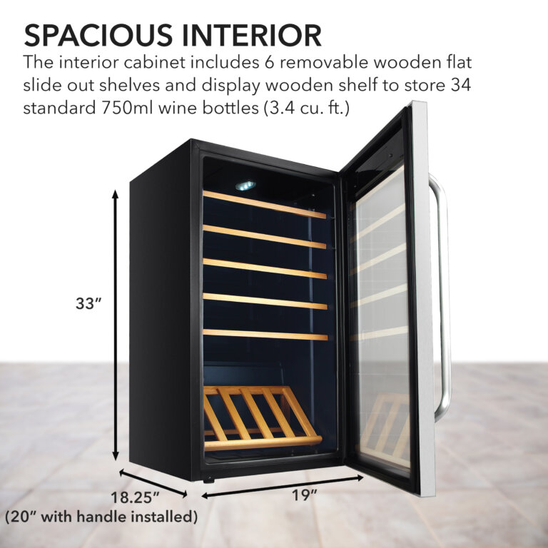 Whynter 34 Bottle Freestanding Wine Refrigerator With Display Shelf And Digital Control - View 3 | Fridge.com