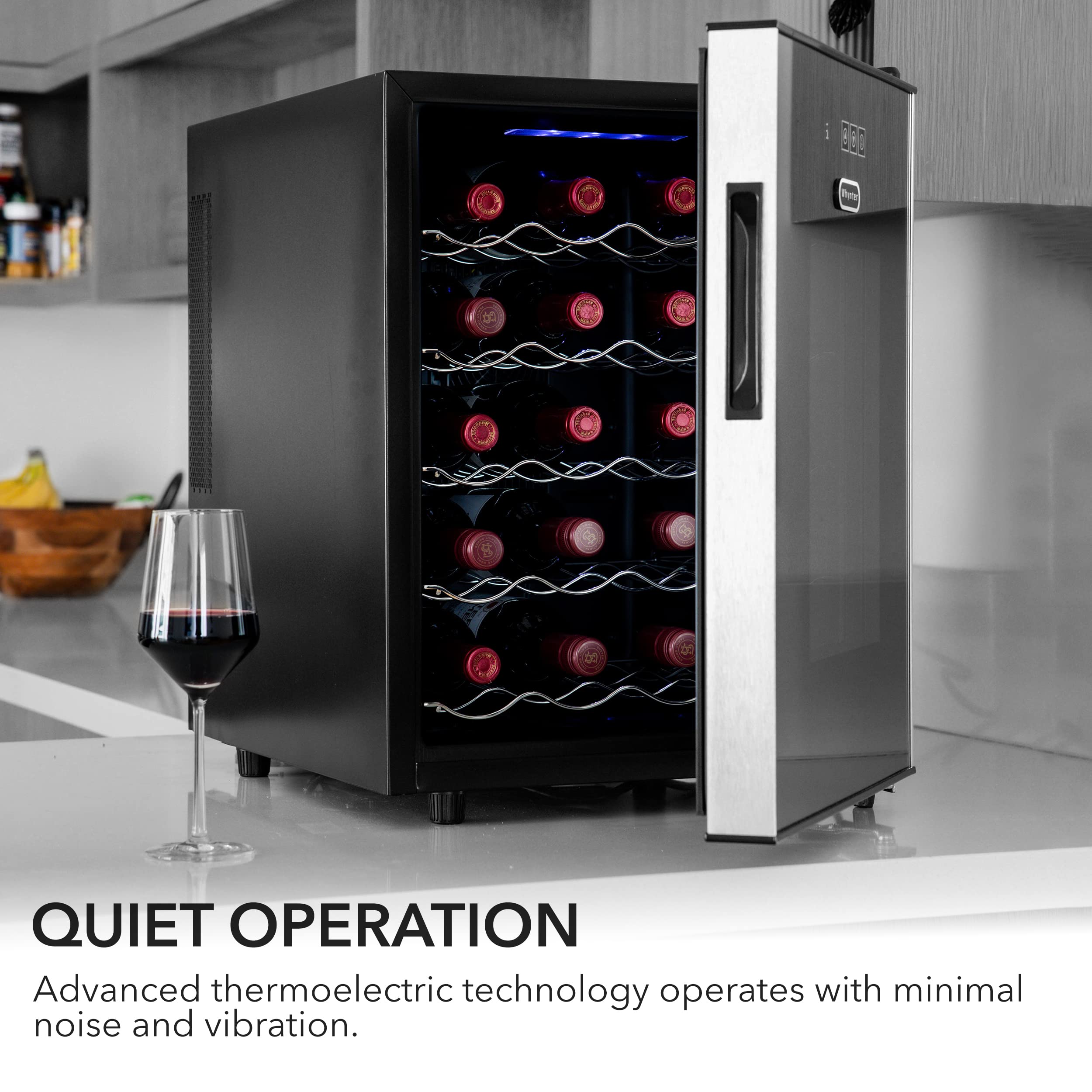 20 Bottle Thermoelectric Wine Cooler with Mirror Glass Door | Fridge.com