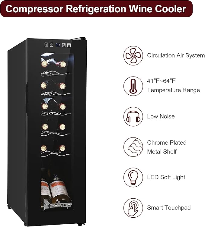 Winado 12 Bottle Compressor Wine Cooler Refrigerator - View 2 | Fridge.com