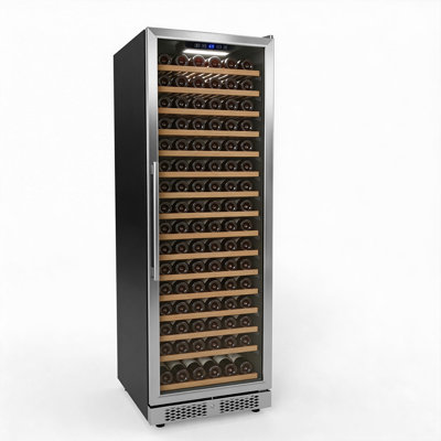 16 Cu.Ft. Single Zone 171 Bottle Capacity Built-In Wine Cooler In Black 17-Tier Wood Shelves - View 1 | Fridge.com