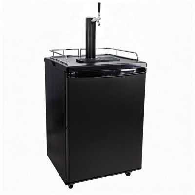 Single Tap 5.4 Cu.Ft. Kegerator Beer Keg Dispenser In Black With Shelves, CO2 Cylinder, Drip Tray And Rail | Fridge.com